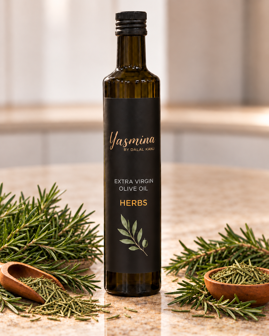 Yasmina by Dalal Kanj Certified Organic Extra Virgin Olive Oil with herbs
